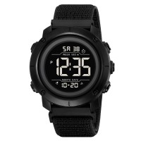 Чоловічий спортивний годинник Skmei 2497NBKBK All Black з електронним циферблатом та нейлоновим ремінцем