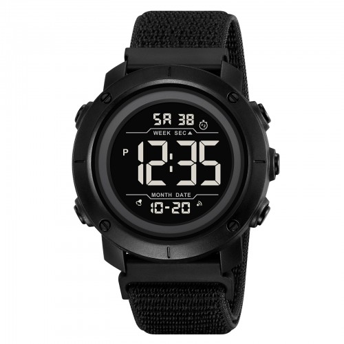 Купити Чоловічий спортивний годинник Skmei 2497NBKBK All Black з електронним циферблатом та нейлоновим ремінцем