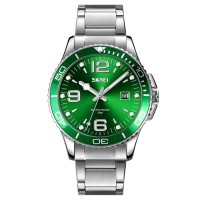 Чоловічий класичний годинник Skmei 9278GN Green з зеленим циферблатом та металевим браслетом