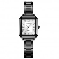Жіночий годинник Skmei 2582BKSI Black-Silver класичний прямокутний з металевим браслетом