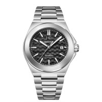 Чоловічий механічний годинник Benyar BY-5219 Silver-Black з автопідзаводом та сталевим браслетом