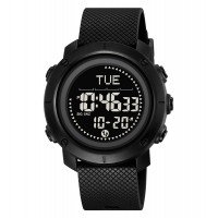 Чоловічий спортивний годинник Skmei 2620PBK Black + Compass з крокоміром та компасом