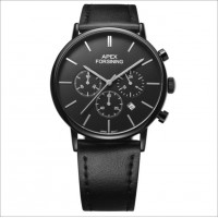 Чоловічий годинник Forsining 8312 All Black з хронографом та кварцовим механізмом