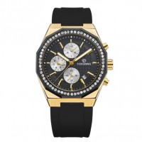 Механічний годинник Forsining 8314 Black-Gold з автопідзаводом та повним календарем