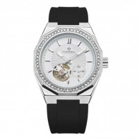 Чоловічий механічний годинник Forsining 8313 Black-Silver-White з автопідзаводом та люмінесценцією