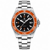 Чоловічий механічний годинник Pagani Design PD-YS034 Silver-Orange-Black Steel з сапфіровим склом
