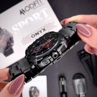 Розумний годинник Modfit Onyx Black Steel з AMOLED дисплеєм та додатковим ремінцем у подарунок