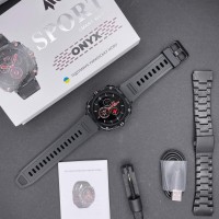 Розумний годинник Modfit Onyx Black Steel з AMOLED дисплеєм та додатковим ремінцем у подарунок