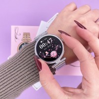 Розумний жіночий годинник Modfit Eclipse Silver Mesh з AMOLED дисплеєм та додатковим ремінцем