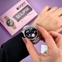 Розумний жіночий годинник Modfit Eclipse Silver Mesh з AMOLED дисплеєм та додатковим ремінцем