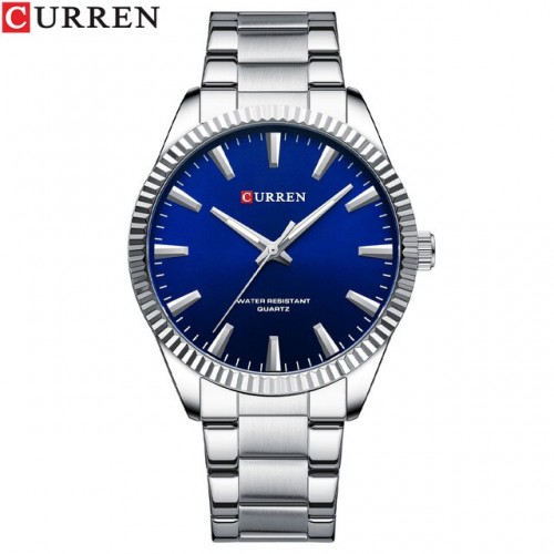 Купити Чоловічий класичний годинник Curren 8425 Silver-Blue зі сріблястим браслетом та синім циферблатом