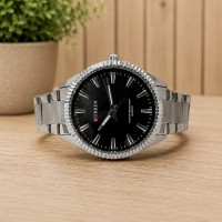 Чоловічий наручний годинник Curren 8425 Silver-Black зі сталевим браслетом та мінеральним склом