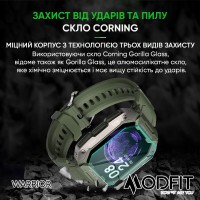 Розумний годинник Modfit Warrior Army Green — чоловічий смарт-годинник з захистом 5 ATM та автономністю до 5 днів