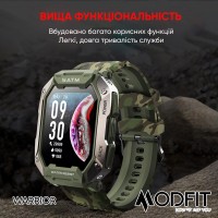 Розумний годинник Modfit Warrior Army Green — чоловічий смарт-годинник з захистом 5 ATM та автономністю до 5 днів