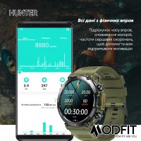 Розумний годинник Modfit Hunter All Black 36 мм з функцією дзвінків та захистом IP68