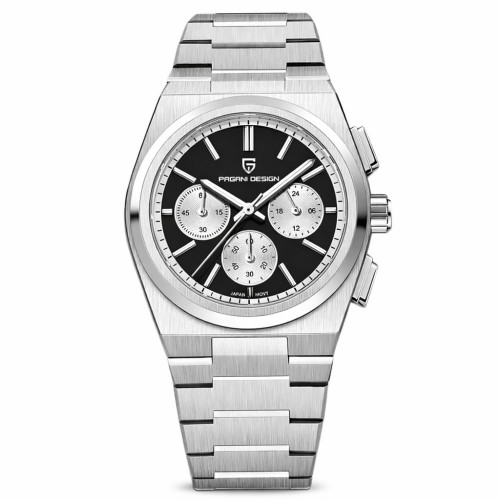Купити Чоловічий годинник Pagani Design PD-1761 Silver-Black з сапфіровим склом та механізмом SEIKO VK63