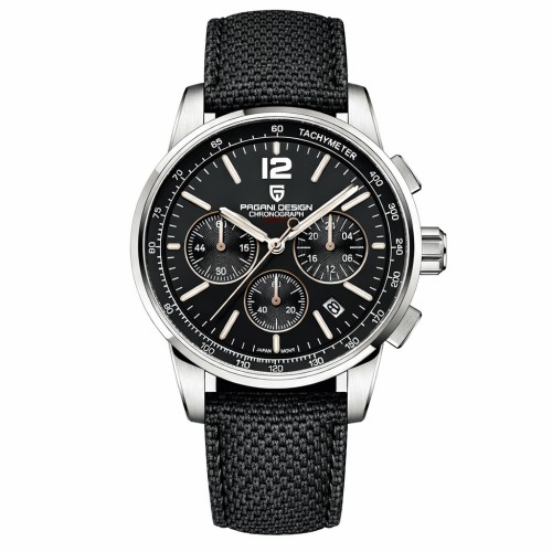 Купити Чоловічий годинник Pagani Design YS008 Silver-Black з сапфіровим склом та хронографом SEIKO VK63