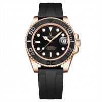 Чоловічий годинник Pagani Design PD-1651 Gold-Black Silicone з сапфіровим склом та механізмом SEIKO NH35