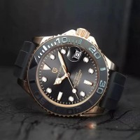 Чоловічий годинник Pagani Design PD-1651 Gold-Black Silicone з сапфіровим склом та механізмом SEIKO NH35