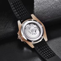 Чоловічий годинник Pagani Design PD-1651 Gold-Black Silicone з сапфіровим склом та механізмом SEIKO NH35