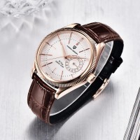 Чоловічий годинник Pagani Design PD-1689 Gold-White-Brown з сапфіровим склом та механізмом SEIKO VH65