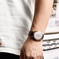 Чоловічий годинник Pagani Design PD-1689 Gold-White-Brown з сапфіровим склом та механізмом SEIKO VH65