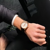 Чоловічий годинник Pagani Design PD-1689 Gold-White-Brown з сапфіровим склом та механізмом SEIKO VH65