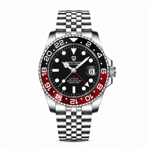 Купити Чоловічий механічний годинник Pagani Design PD-1662 Black-Red з сапфіровим склом та GMT