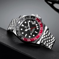 Чоловічий механічний годинник Pagani Design PD-1662 Black-Red з сапфіровим склом та GMT
