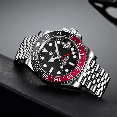 Купити Чоловічий механічний годинник Pagani Design PD-1662 Black-Red з сапфіровим склом та GMT