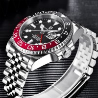 Чоловічий механічний годинник Pagani Design PD-1662 Black-Red з сапфіровим склом та GMT