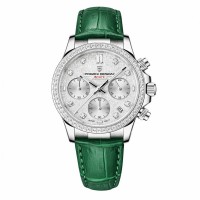 Жіночий годинник Pagani Design PD-1730 Silver-Green з сапфіровим склом та японським хронографом