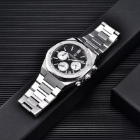 Чоловічий годинник Pagani Design PD-1707 Silver-Black з сапфіровим склом та хронографом SEIKO VK63