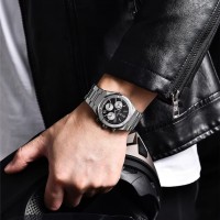 Чоловічий годинник Pagani Design PD-1707 Silver-Black з сапфіровим склом та хронографом SEIKO VK63