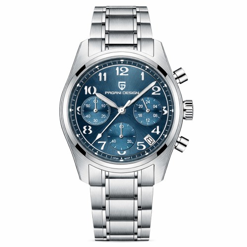Купити Чоловічий годинник Pagani Design PD-1773 Silver-Blue з сапфіровим склом та механізмом Seiko VK63