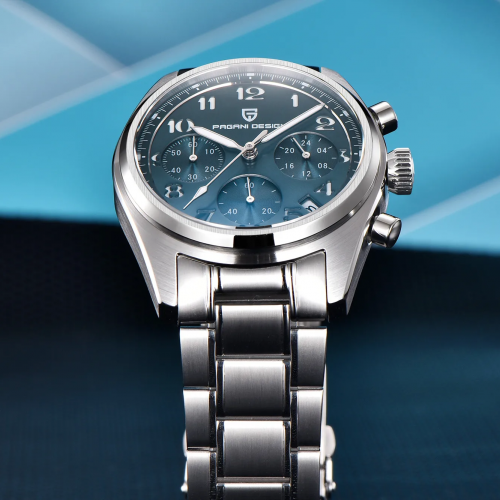 Купити Чоловічий годинник Pagani Design PD-1773 Silver-Blue з сапфіровим склом та механізмом Seiko VK63