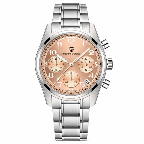 Купити Чоловічий годинник Pagani Design PD-1773 Silver-Pink з сапфіровим склом та механізмом Seiko VK63