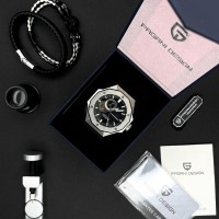 Чоловічий механічний годинник Pagani Design PD-YS010 Silver-Black з сапфіровим склом та автопідзаводом