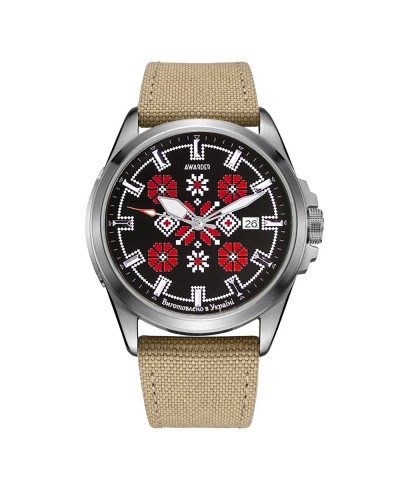 Купить Awarder Embroidery Silver-Red Khaki Automatic 10ATM