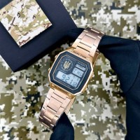 Чоловічий наручний годинник Patriot 011RGUAGD Тризуб у кольорі Рожеве золото з електронним циферблатом