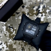 Чоловічий тактичний годинник Patriot 010BKUAGD Тризуб золото з електронним циферблатом та підсвічуванням