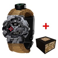 Чоловічий тактичний годинник Patriot 005CMGYSU ЗСУ з паракордовим ремінцем та компасом