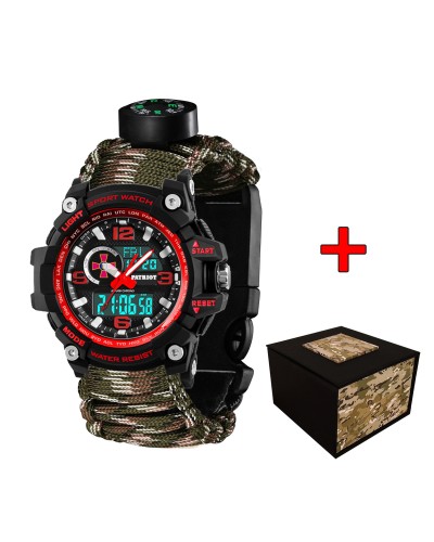 Купить Patriot 012BKRDSU ЗСУ Чорні з червоним Паракордовий ремінець Camo Green + Коробка