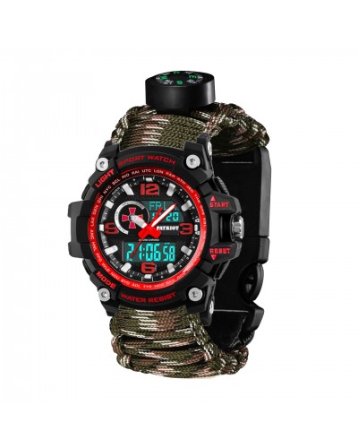 Купить Patriot 012BKRDSU ЗСУ Чорні з червоним Паракордовий ремінець Camo Green + Коробка
