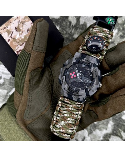 Купить Patriot 005CMGYSU ЗСУ Сірий камуфляж Паракордовий ремінець Camo Green + Коробка.