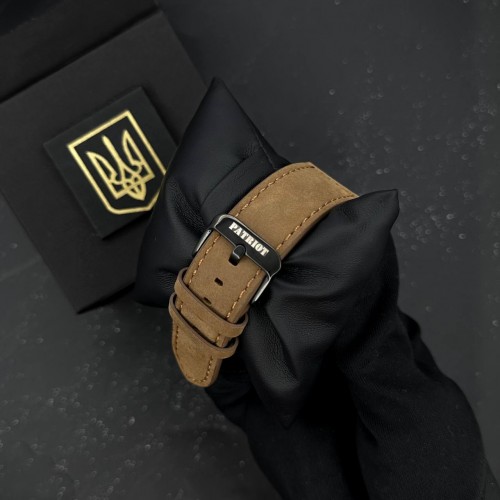 Купити Чоловічий наручний годинник Patriot 017BKBR Тризуб золото Black-Brown зі стрілково-електронним циферблатом