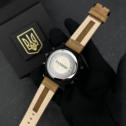 Купити Чоловічий наручний годинник Patriot 017BKBR Тризуб золото Black-Brown зі стрілково-електронним циферблатом