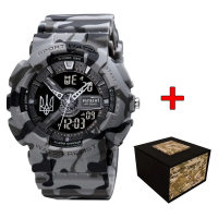 Чоловічий тактичний годинник Patriot 005 Тризуб Camo Grey з комбінованим циферблатом та водозахистом 5 ATM