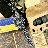 Чоловічий тактичний годинник Patriot 005 Тризуб Camo Grey з комбінованим циферблатом та водозахистом 5 ATM