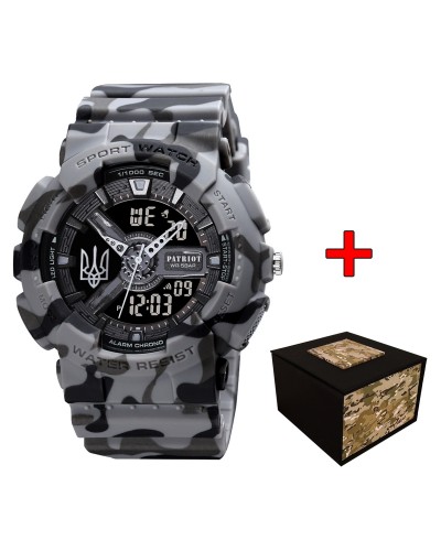 Купити Patriot 005 Тризуб срібло Camo Grey + Коробка.